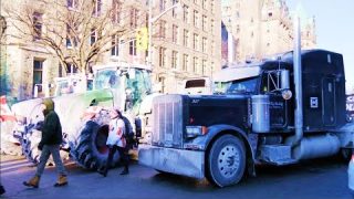 Canada Truckers Convoy in Ottawa Canada Freedom Convoy 2022 4K